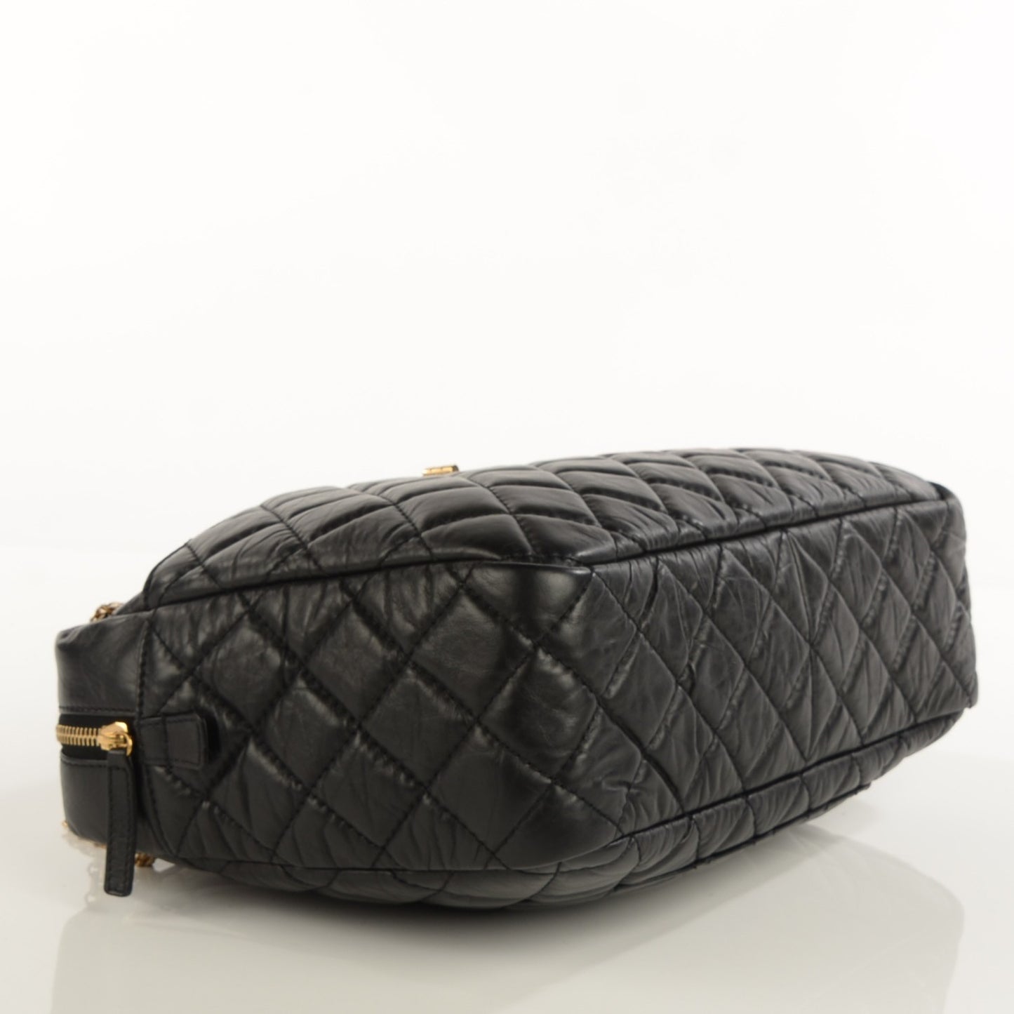 Aged Calfskin Quilted Large Reissue Camera Case Black