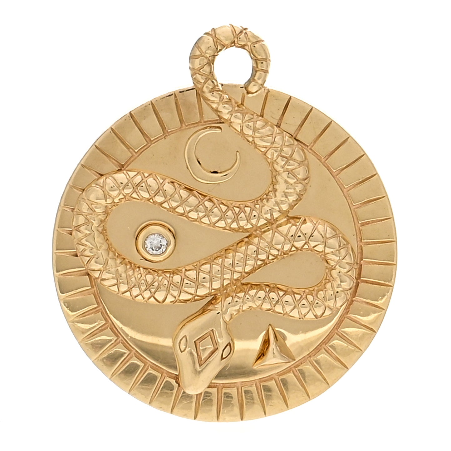 18K Yellow Gold Diamond Medium Wholeness Snake Medallion Pendant