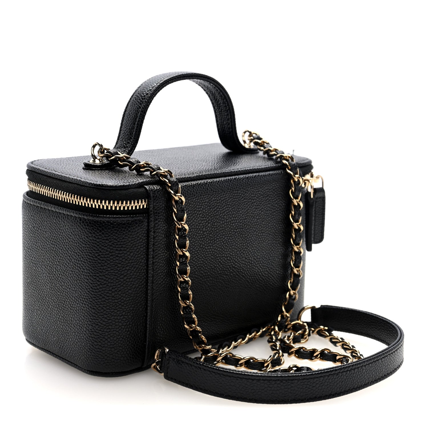 Chanel Caviar Quilted Top Handle Pocket Vanity Case Black 3 of 10