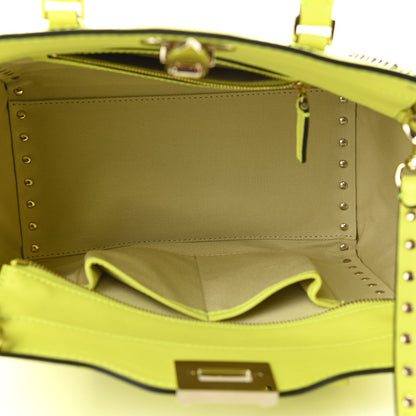 Valentino Garavani Vitello Small Rockstud Double Handle Tote Yellow Fluo 4 of 9