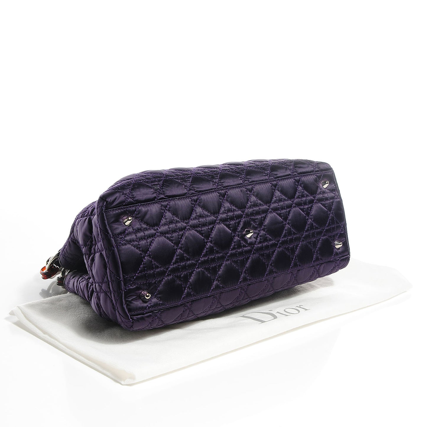 Satin Cannage Charming Lock Flap Bag Purple