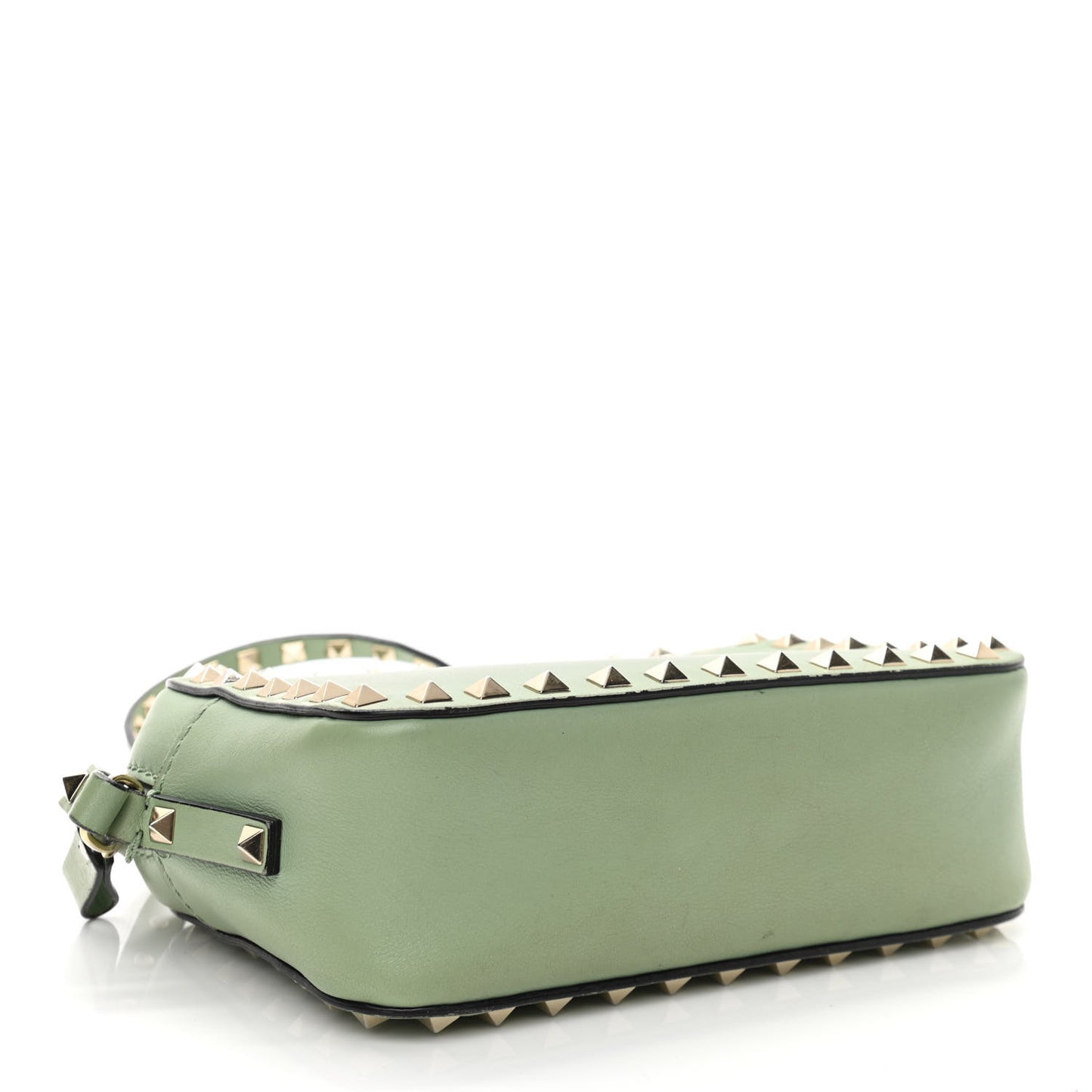 Calfskin Rockstud Camera Crossbody Bag Powder Green