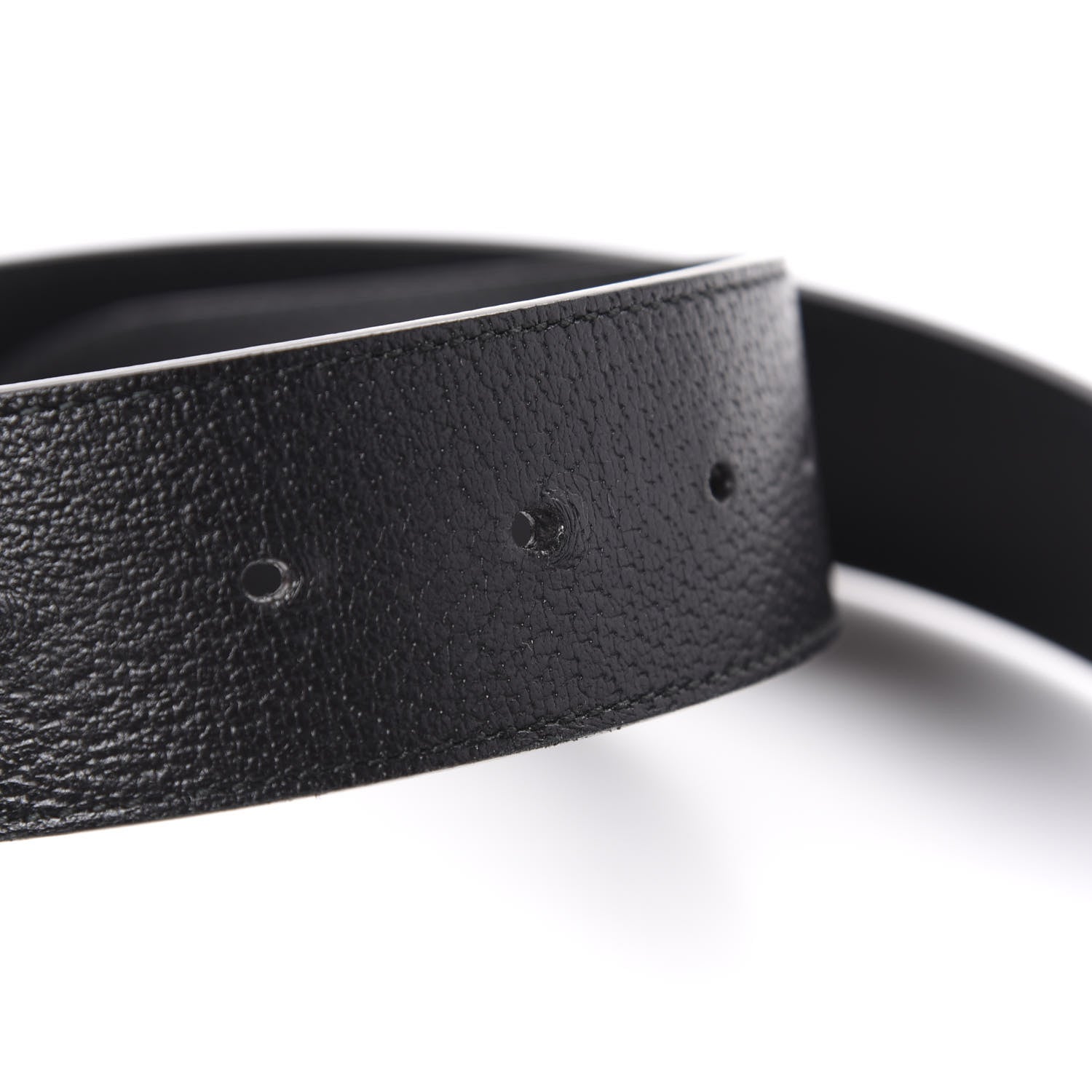 Gucci Textured Dollar Calfskin Nickel Double G 40mm Belt 85 34 Black 4 of 4
