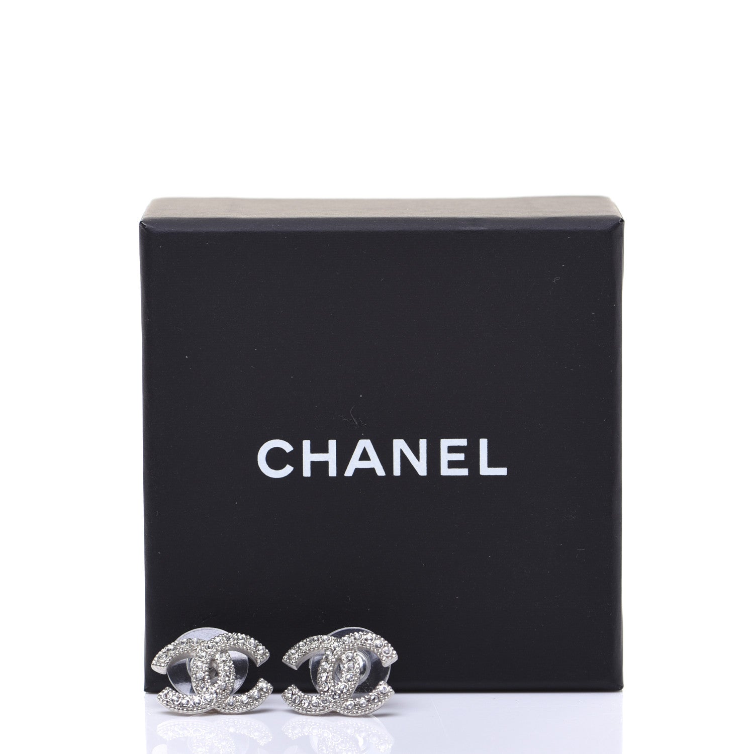 Chanel Crystal CC Earrings Silver 6 of 6