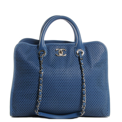 Chanel Calfskin Perforated Up In The Air Tote Dark Blue 1 of 8