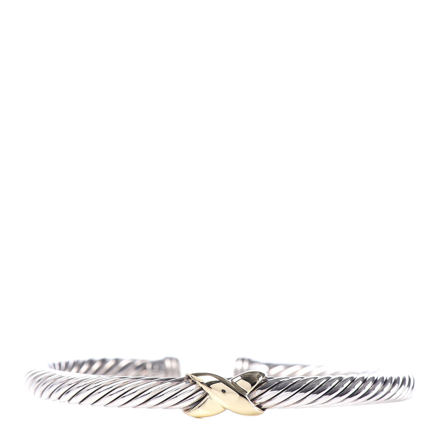 David Yurman Sterling Silver 14K Yellow Gold 5mm X Station Cable Bracelet 1 of 5