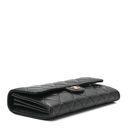 Chanel Lambskin Quilted Large Gusset Flap Wallet Black 4 of 12