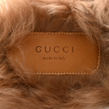 Gucci Malaga Kid Fur Crystal Bow Embroidered Womens Princetown Slippers 37.5 Black 6 of 8