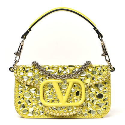 Valentino Garavani Crystal Nappa Enamel Vlogo Small Loco Shoulder Bag Lemon Cedar 1 of 10