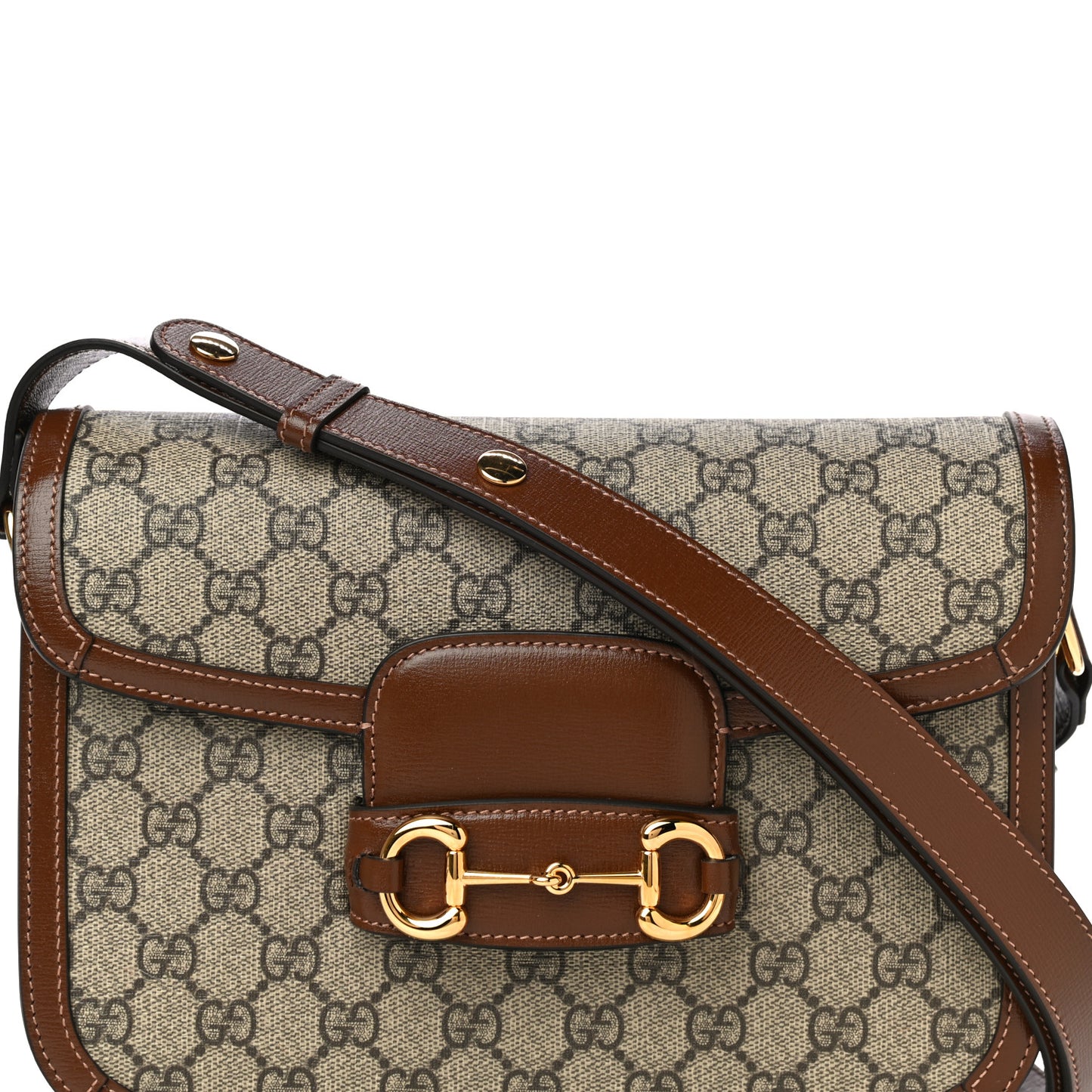 GG Supreme Monogram Horsebit 1955 Shoulder Bag Beige Brown Sugar