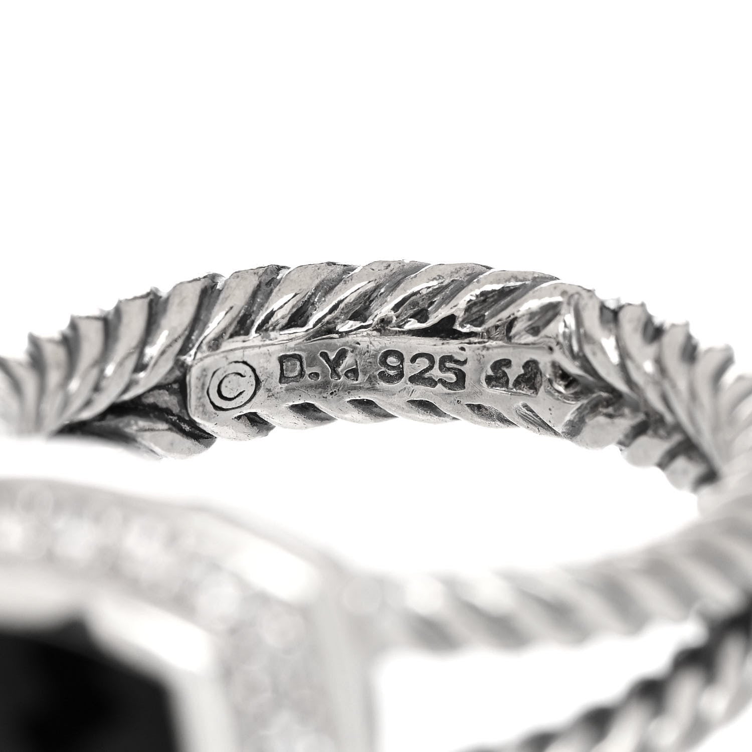 David Yurman Sterling Silver Diamond Black Onyx 7mm Petite Albion Ring 49 4.75 5 of 5