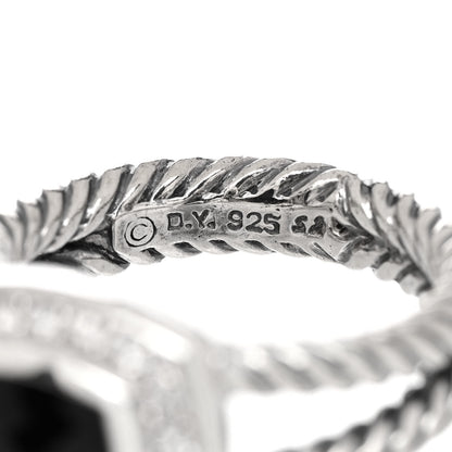 David Yurman Sterling Silver Diamond Black Onyx 7mm Petite Albion Ring 49 4.75 5 of 5