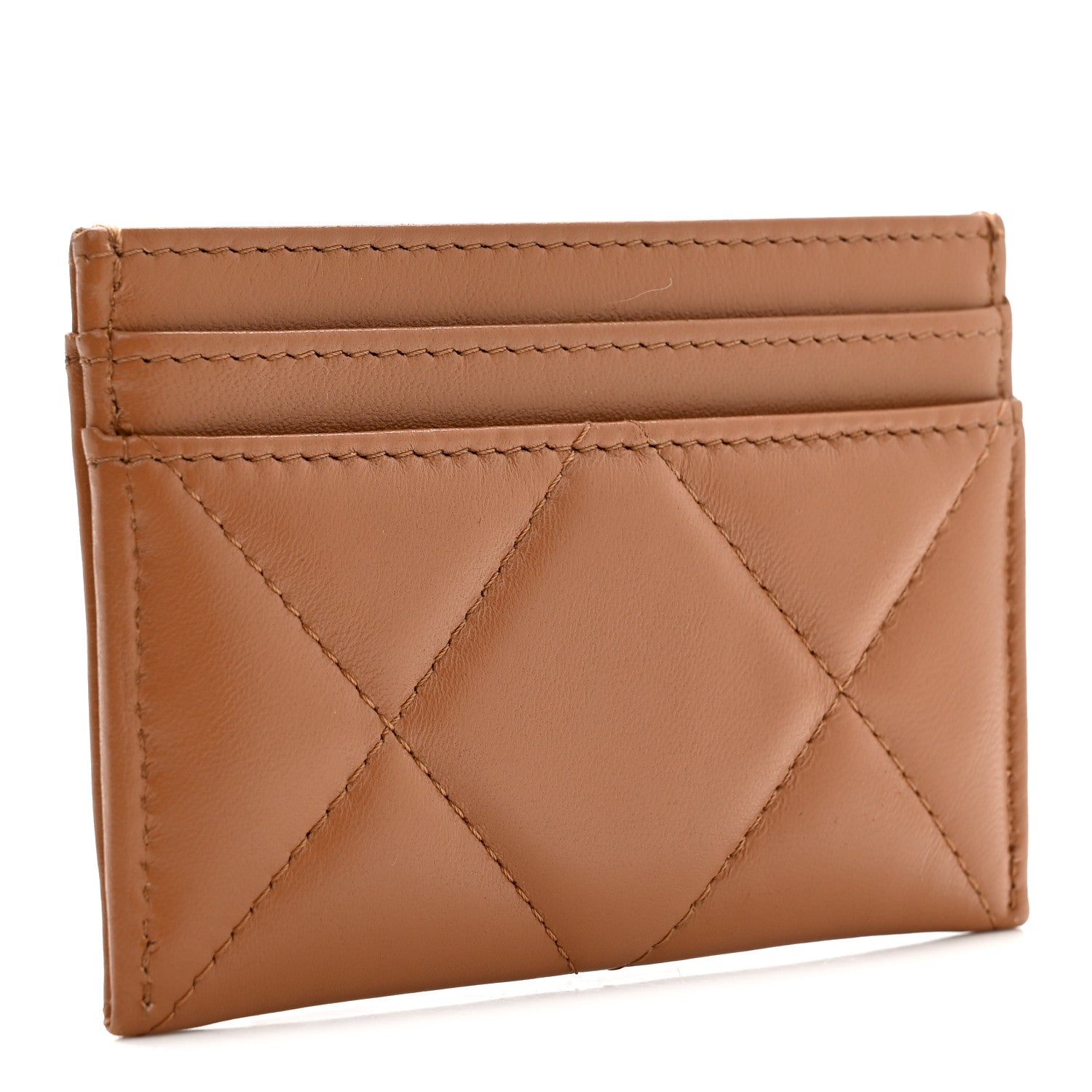 Chanel Lambskin Quilted Chanel 19 Card Holder Brown 3 of 9