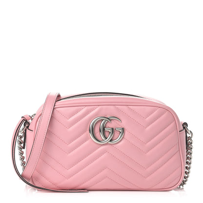 Gucci Calfskin Matelasse Small GG Marmont Chain Shoulder Bag Wild Rose 1 of 9