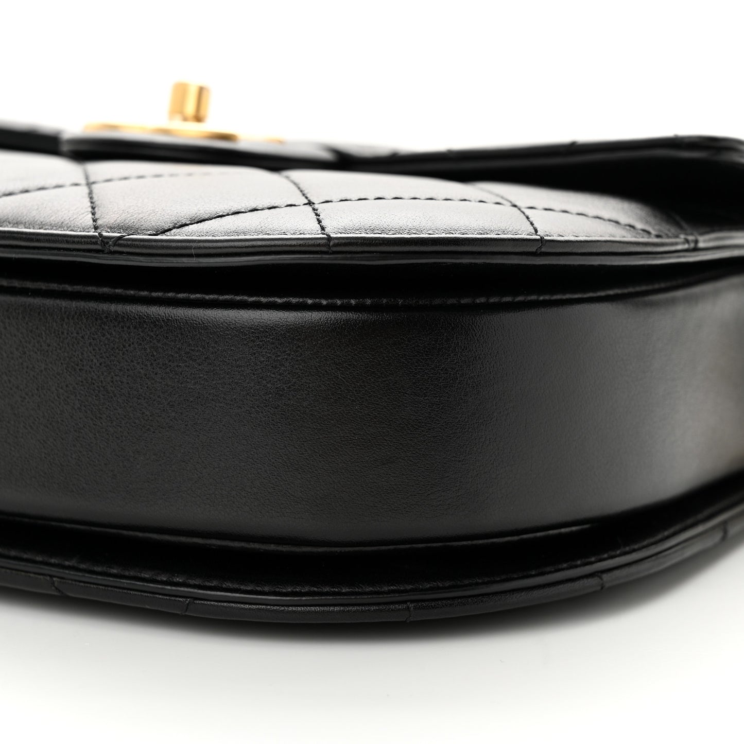 Calfskin Quilted Small Moon Messenger Black