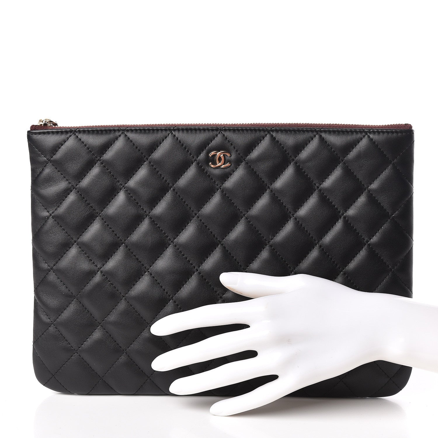 Chanel Lambskin Quilted Medium Cosmetic Case Black 2 of 11