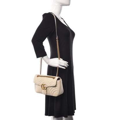 Gucci Calfskin Matelasse Small GG Marmont Shoulder Bag White 2 of 11