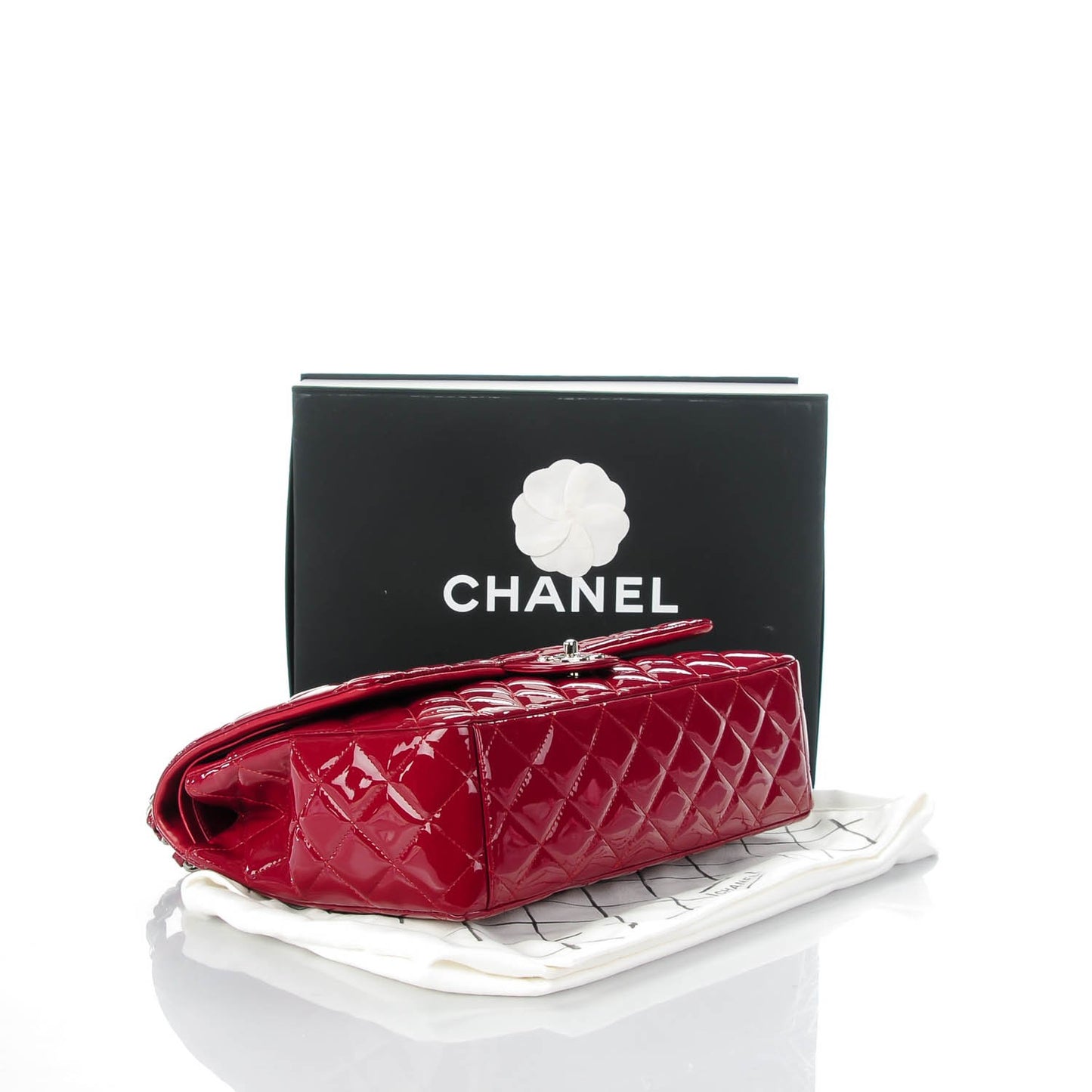 Patent Quilted Maxi Double Flap Red