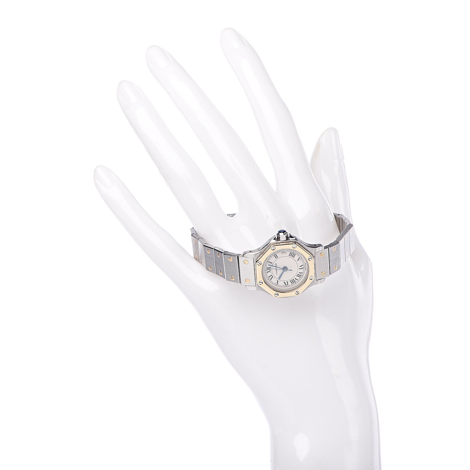 Cartier Stainless Steel 18K Yellow Gold 25mm Santos Octagon Quartz Watch 2 of 7