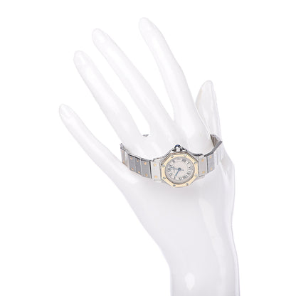 Cartier Stainless Steel 18K Yellow Gold 25mm Santos Octagon Quartz Watch 2 of 7