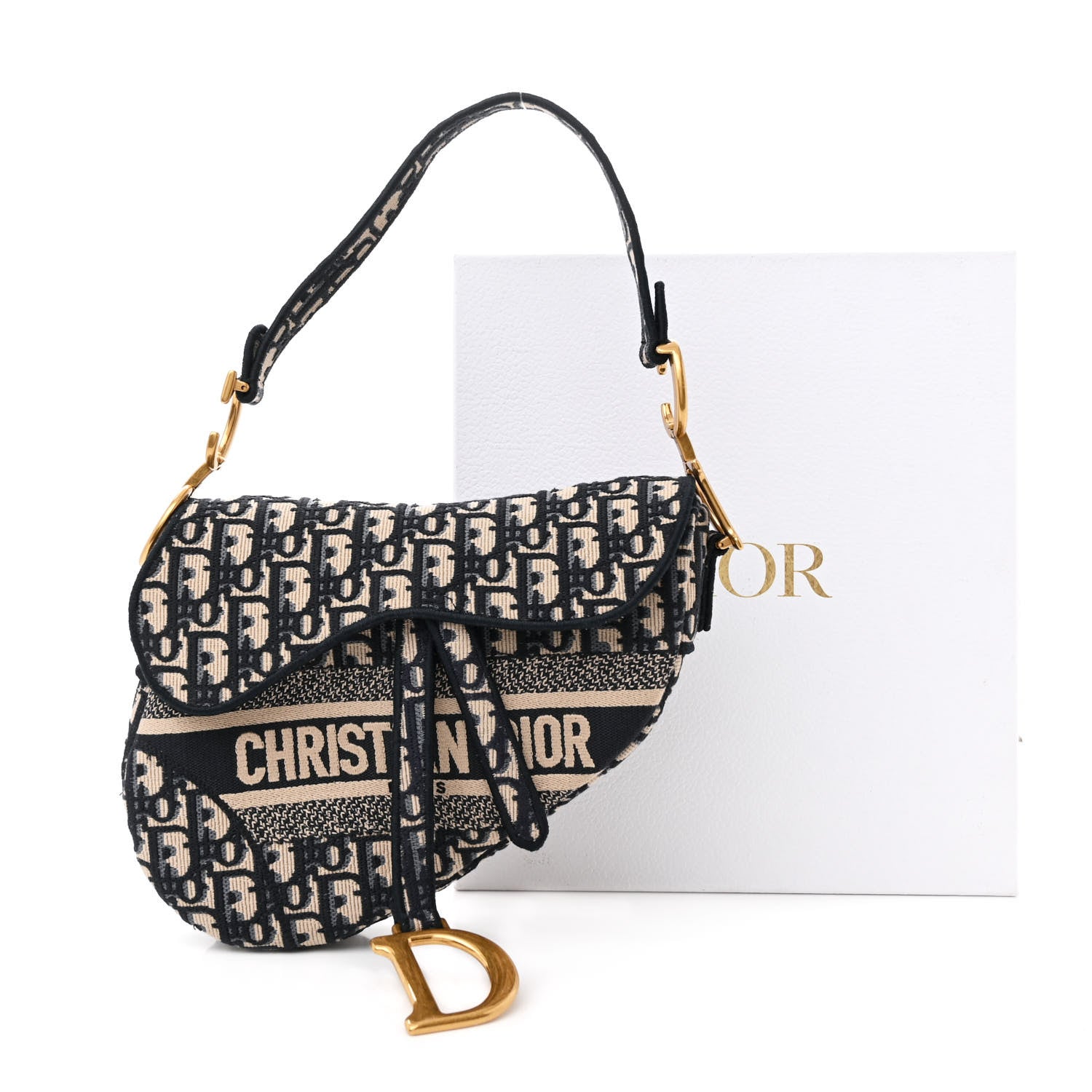 Christian Dior Oblique Embroidered Saddle Bag Blue 13 of 13