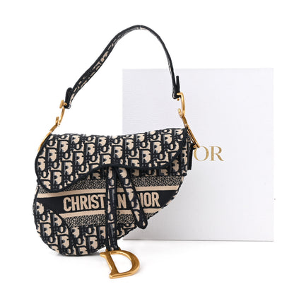 Christian Dior Oblique Embroidered Saddle Bag Blue 13 of 13