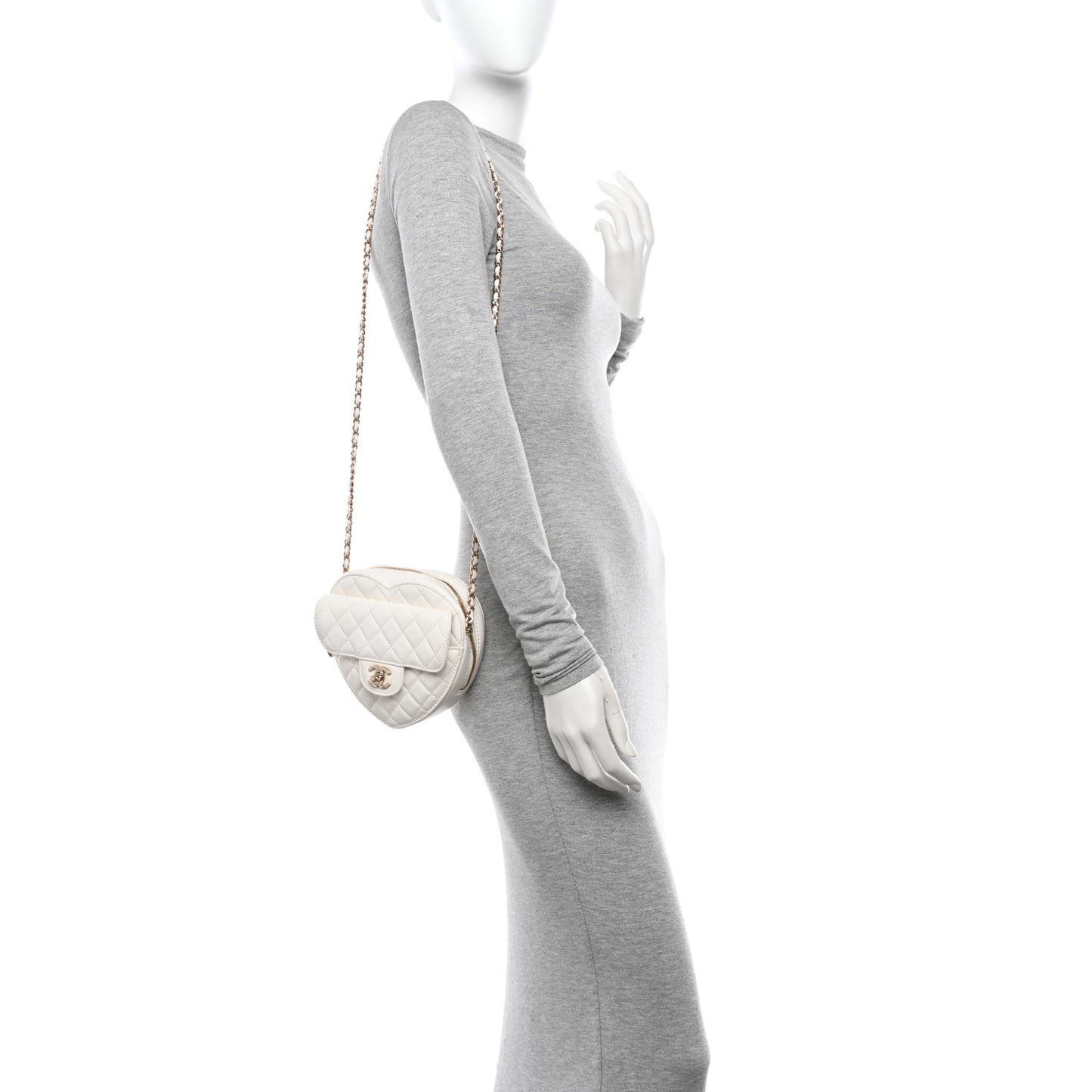 Lambskin Quilted CC In Love Heart Bag White