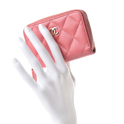 Chanel Caviar Quilted Zip Coin Purse Pink 2 of 9