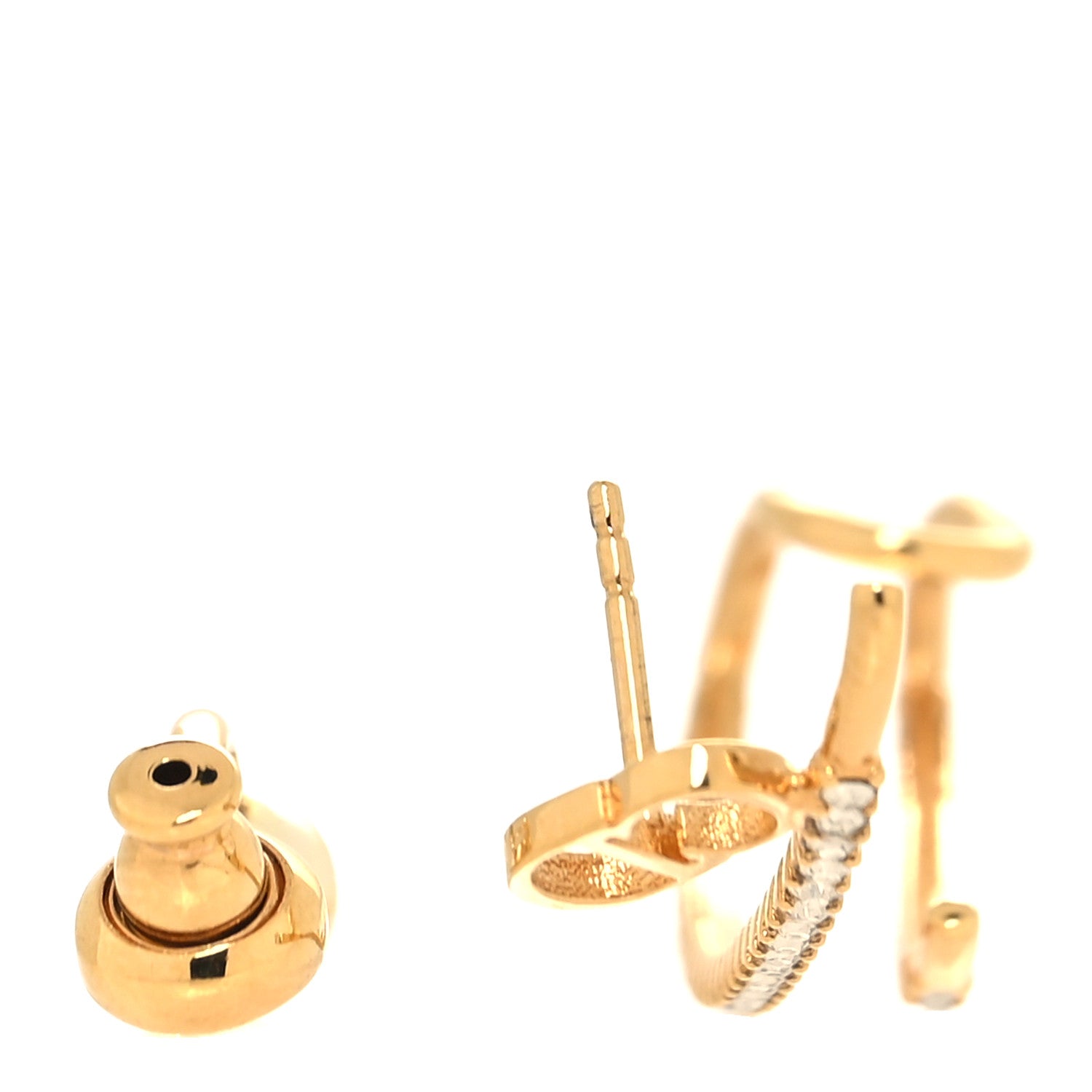Christian Dior Metal Crystal Pearl CD Ear Cuff Gold 3 of 4