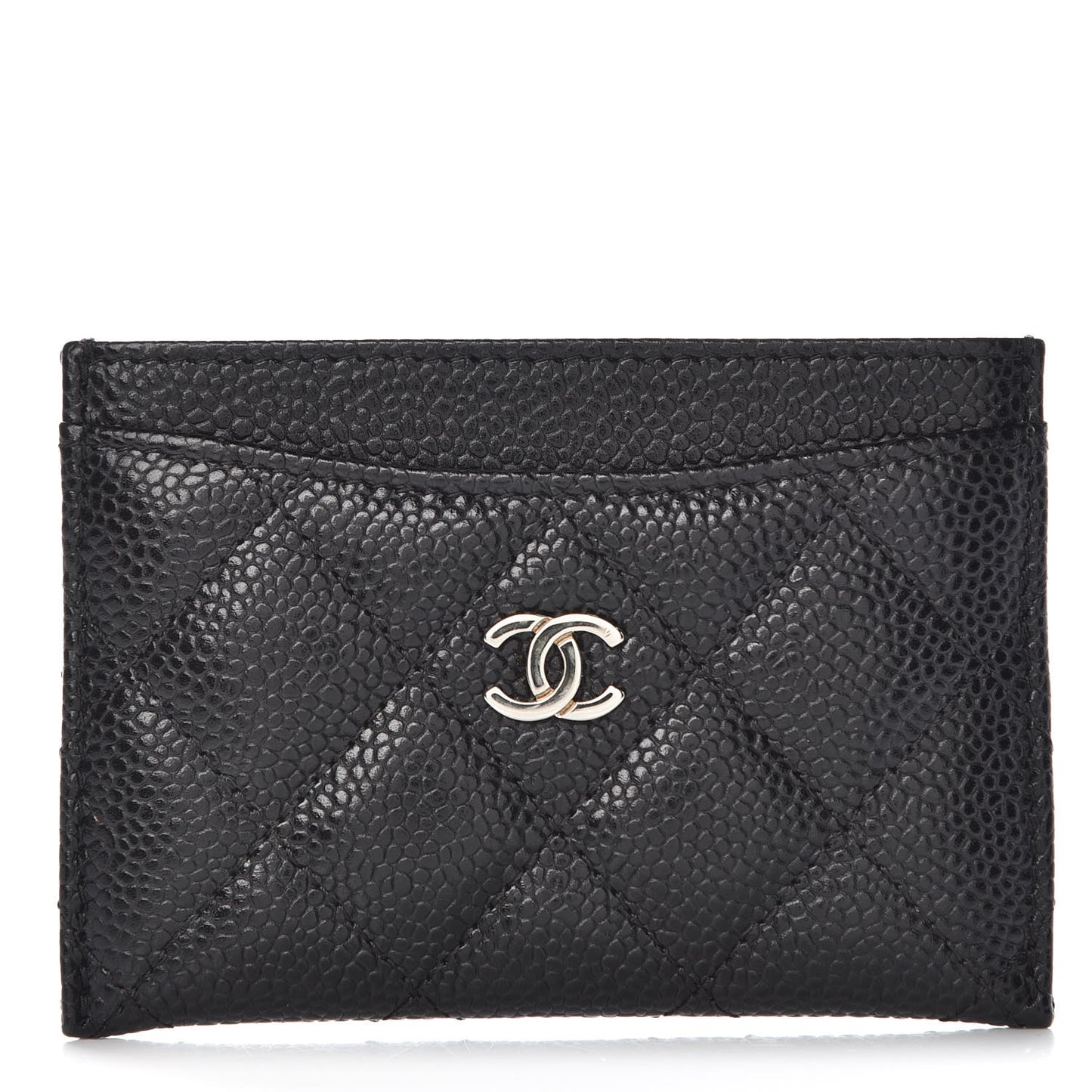 Caviar Quilted Card Holder Black