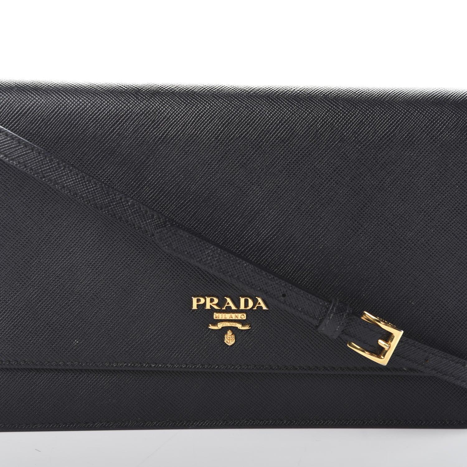 Prada Saffiano Metal Flap Wallet With Strap Black 6 of 9