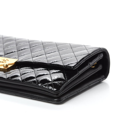 Chanel Patent Goatskin Quilted 3 Pocket Accordion Flap Black 7 of 11