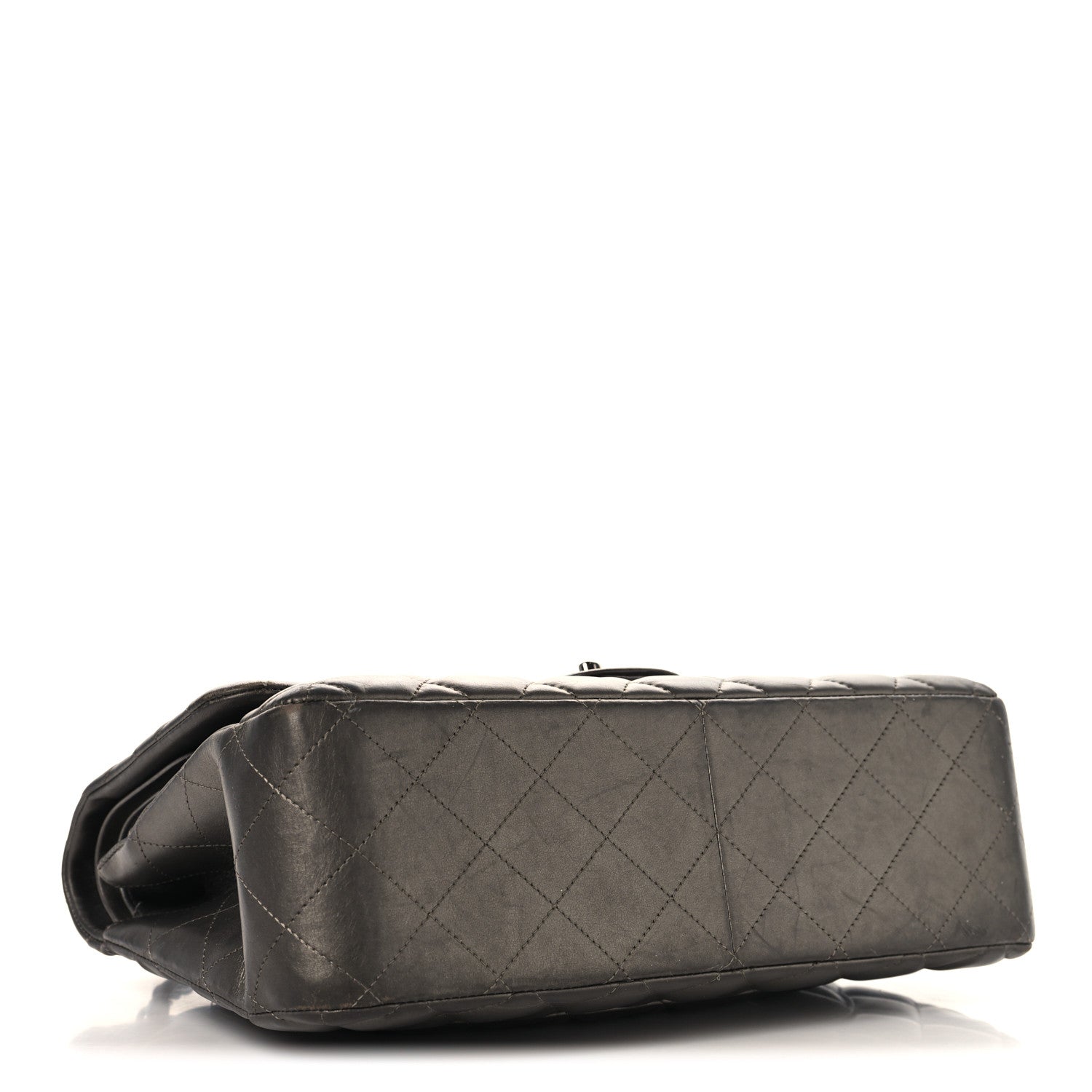 Chanel Metallic Lambskin Quilted Jumbo Double Flap Pewter 4 of 14