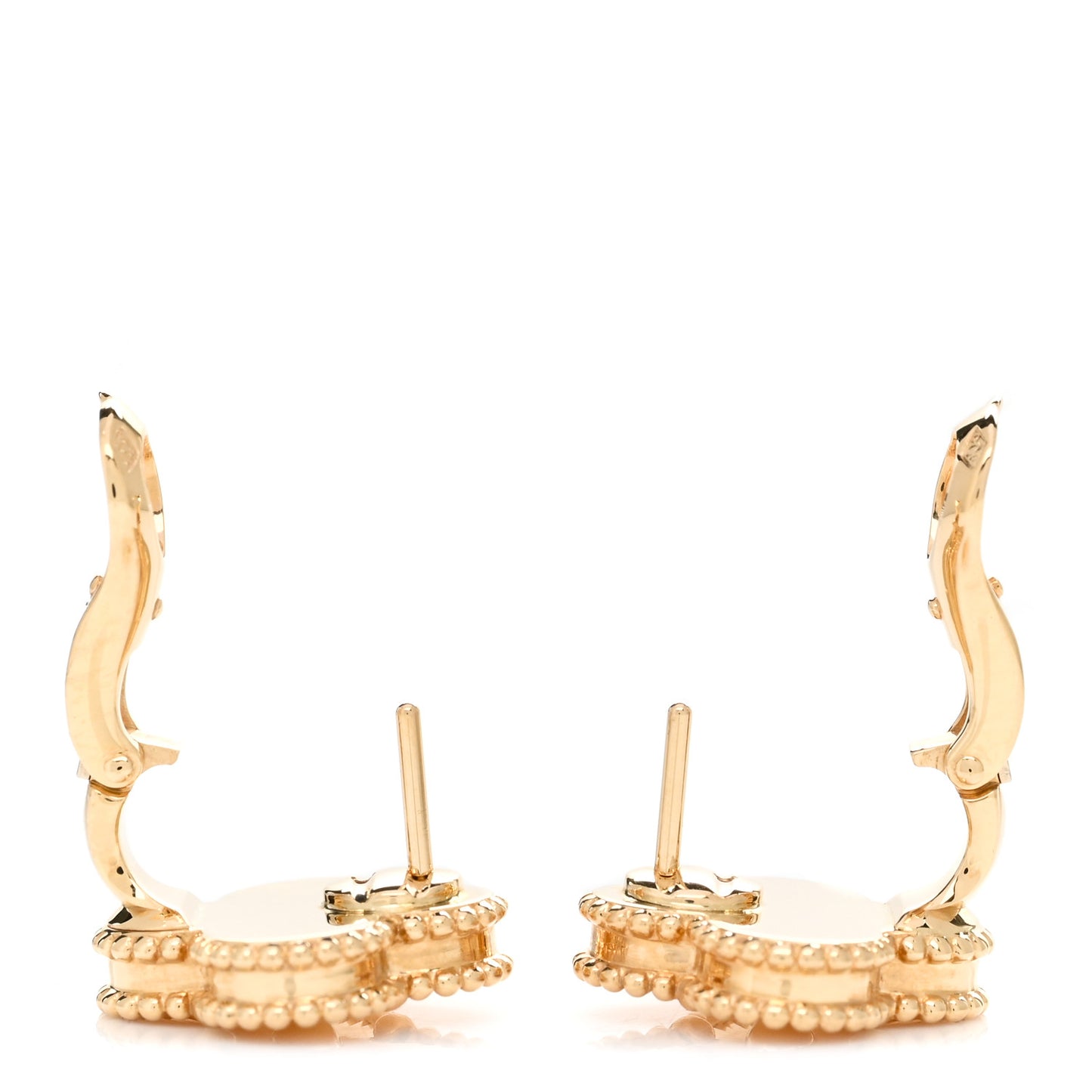 18K Yellow Gold Guilloche Vintage Alhambra Earrings