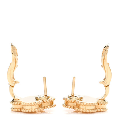Van Cleef & Arpels 18K Yellow Gold Guilloche Vintage Alhambra Earrings 3 of 5