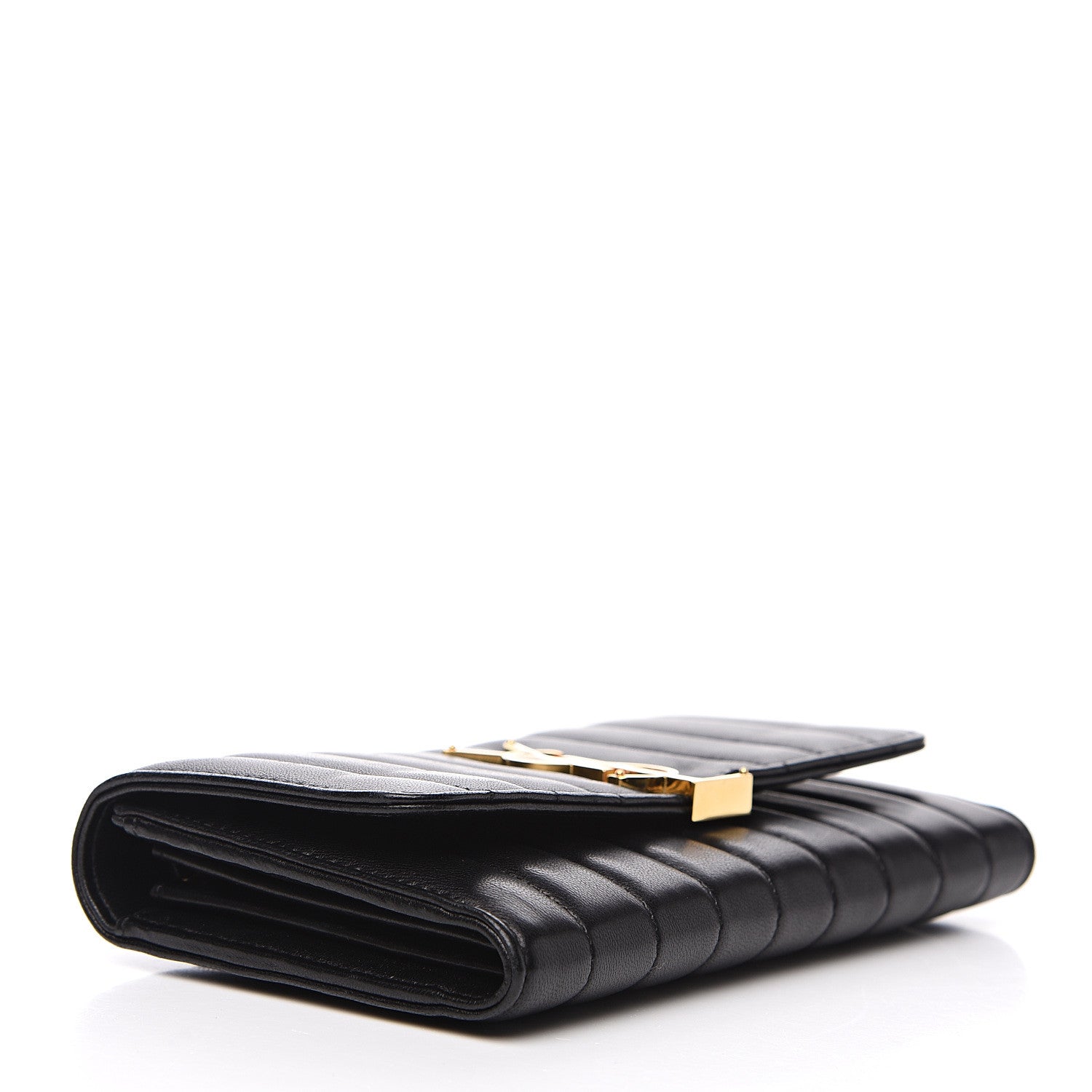 Saint Laurent Lambskin Matelasse Monogram Large Vicky Continental Wallet Black 3 of 9