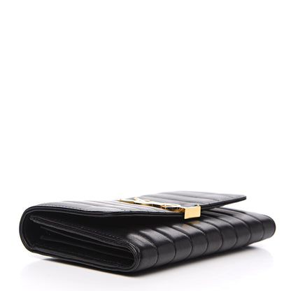 Saint Laurent Lambskin Matelasse Monogram Large Vicky Continental Wallet Black 3 of 9
