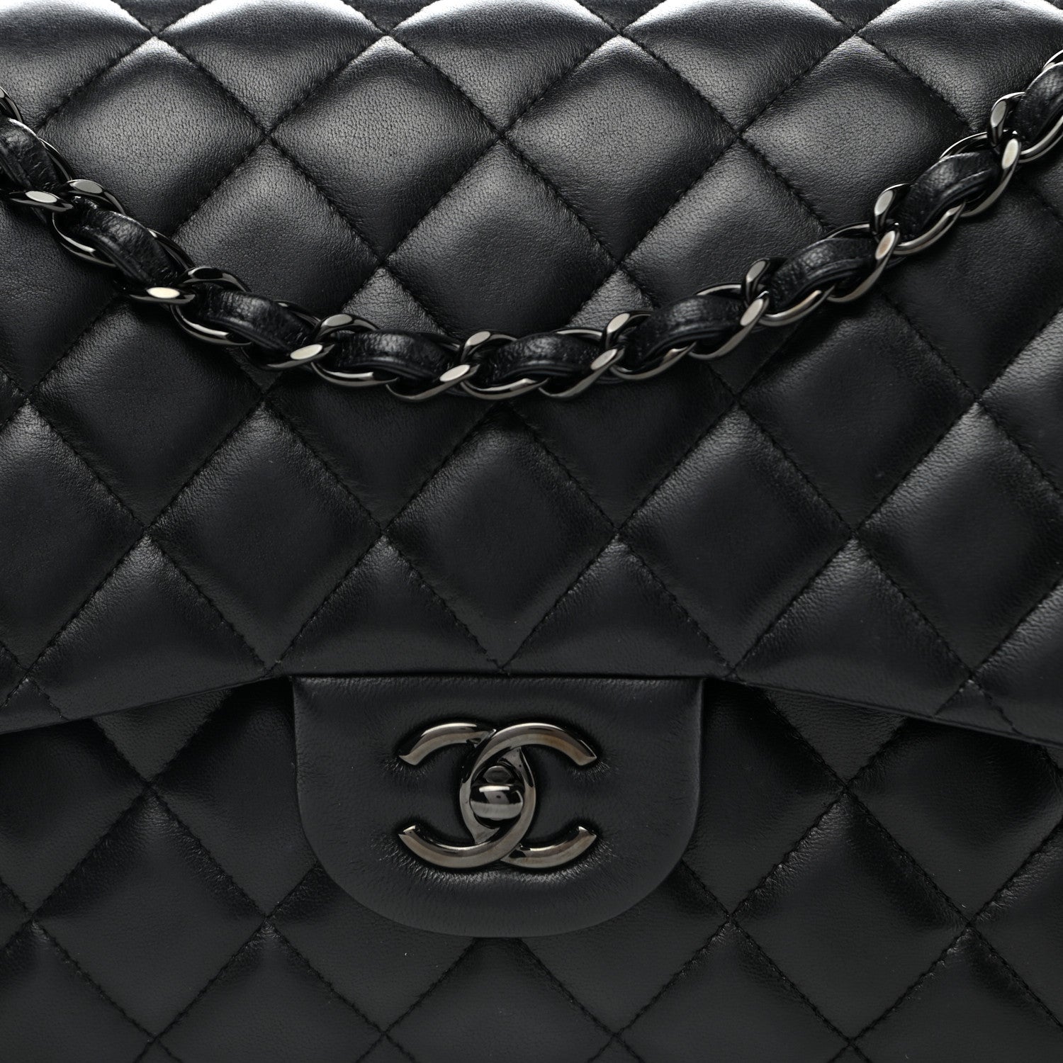 Chanel Lambskin Quilted Jumbo Double Flap So Black 8 of 13