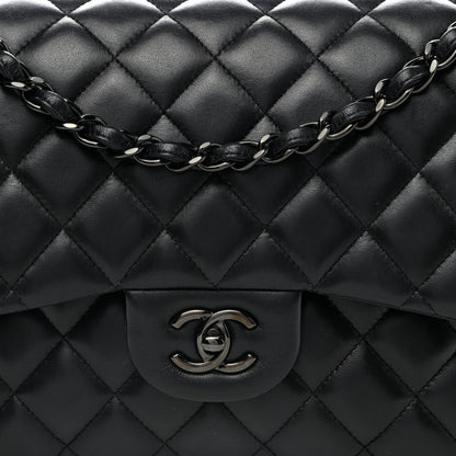 Chanel Lambskin Quilted Jumbo Double Flap So Black 8 of 13