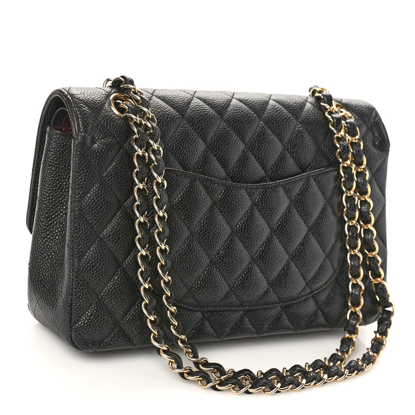 Caviar Quilted Medium Double Flap Black