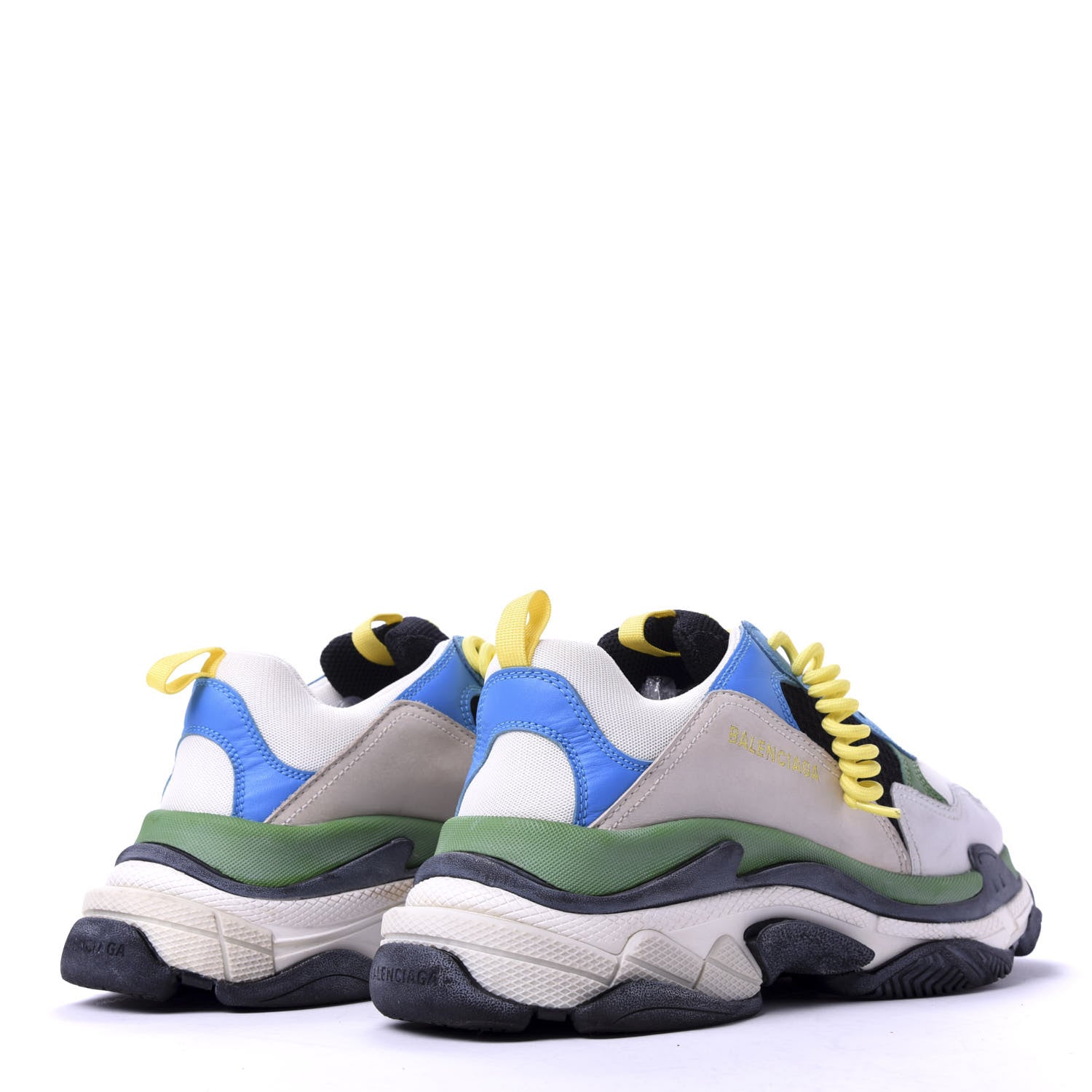 Balenciaga Fabric Mesh Nappa Mens Triple S Sneakers 45 Bleu White Vert Jaune 5 of 10