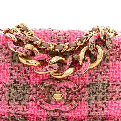Chanel Wool Tweed Quilted Small Elegant Chain Flap Pink Brown 8 of 11