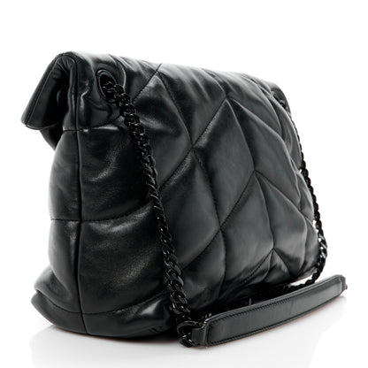 Saint Laurent Lambskin Quilted Monogram Monochrome Small Loulou Puffer Chain Satchel Black 3 of 12