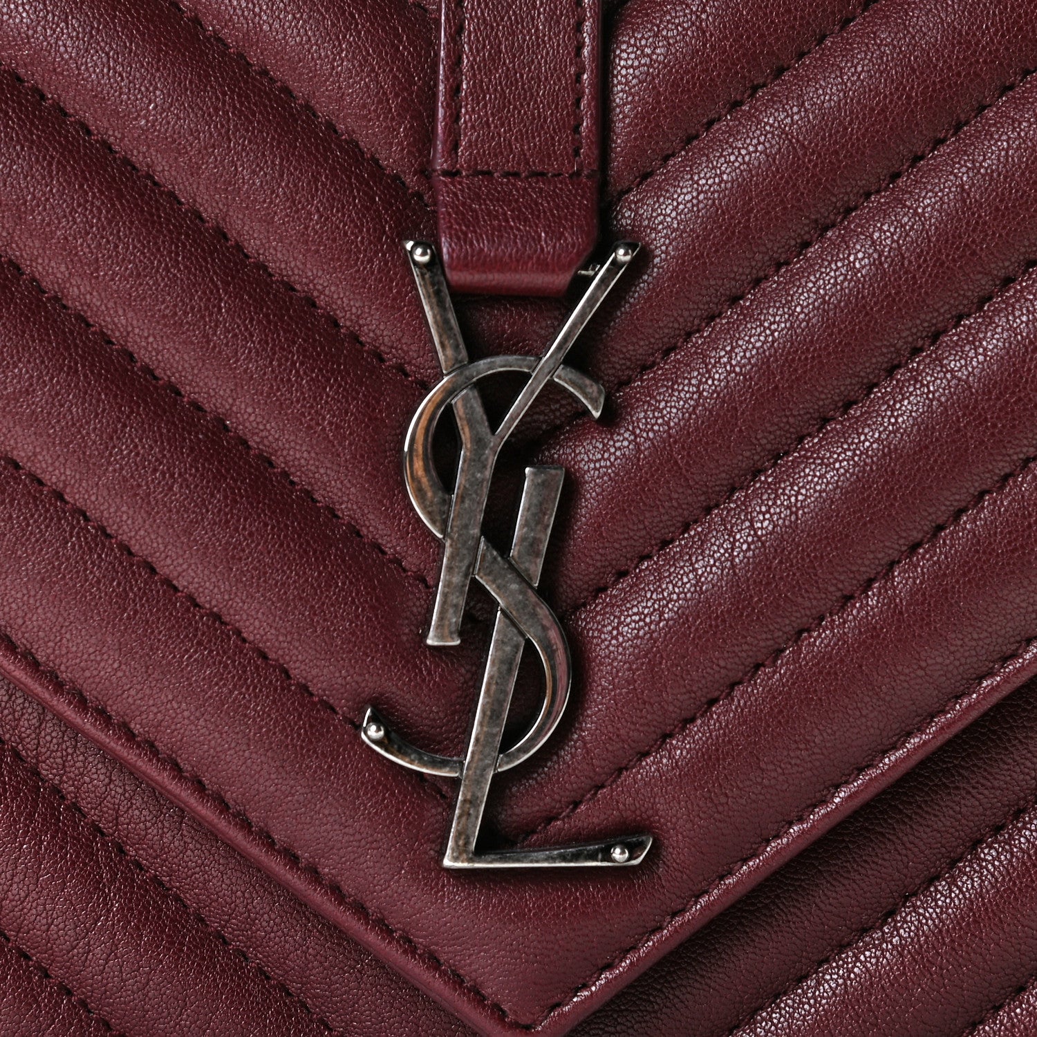 Saint Laurent Sheepskin Matelasse Chevron Monogram Medium College Bag Rouge Legion 8 of 8