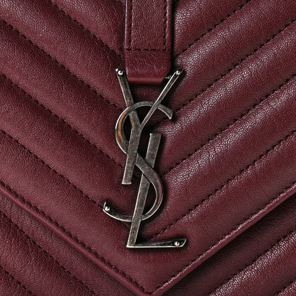 Saint Laurent Sheepskin Matelasse Chevron Monogram Medium College Bag Rouge Legion 8 of 8