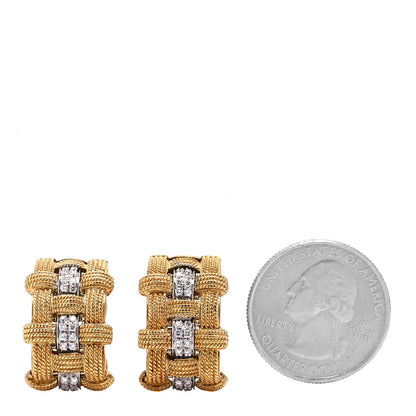 Roberto Coin 18K Yellow White Gold Diamond Appassionata Earrings 2 of 5