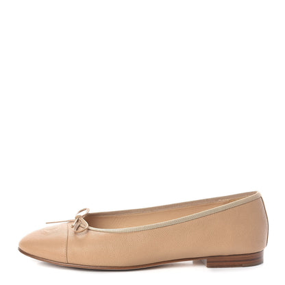 Chanel Caviar CC Cap Toe Ballerina Flats 41 Beige 1 of 7