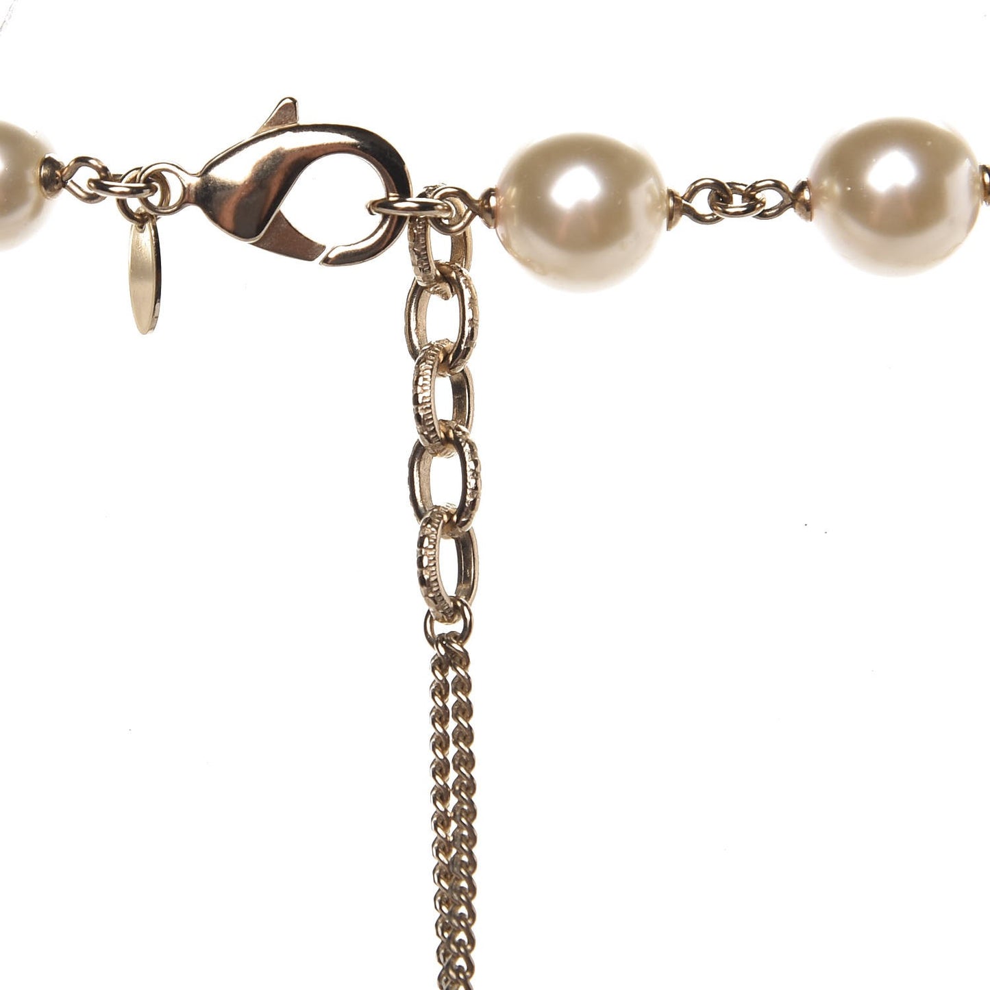 Gripoix Crystal Pearl Tweed Medallion Necklace Gold