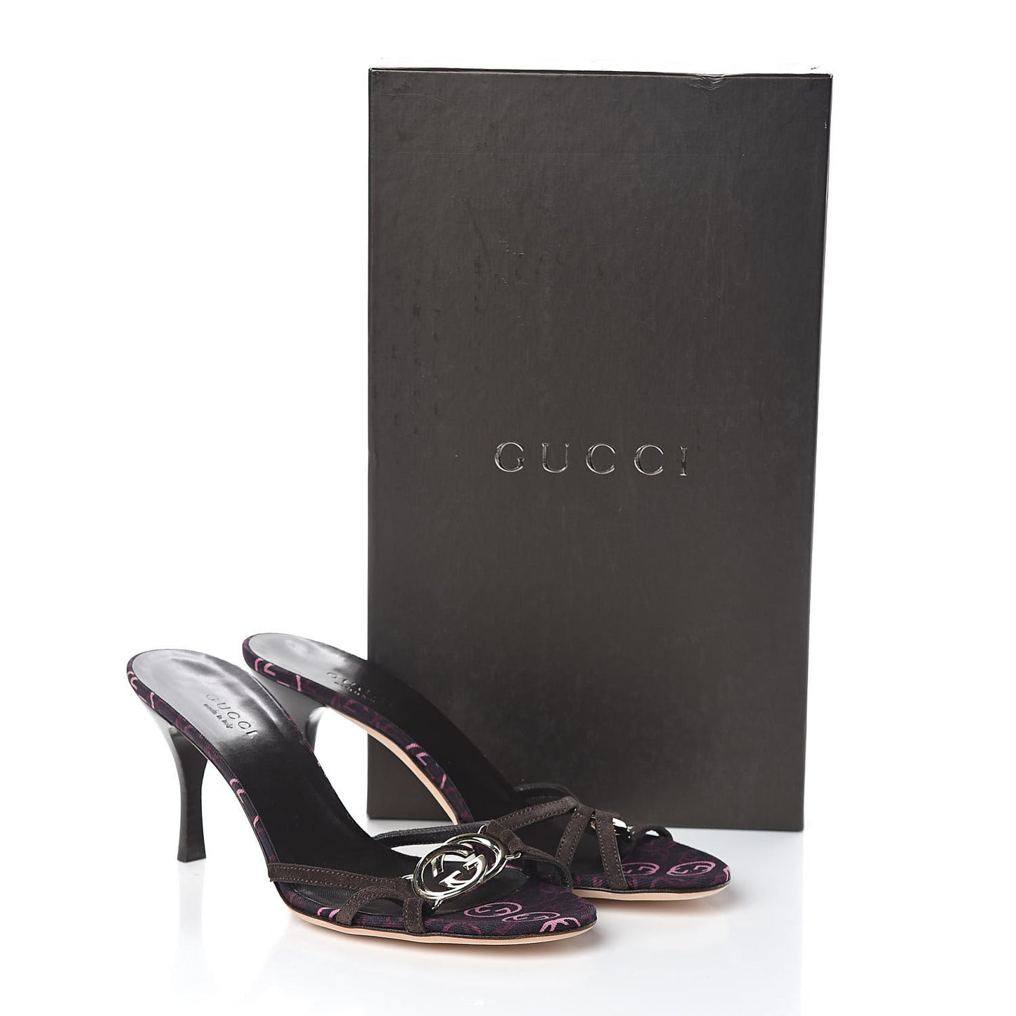 Suede Mid Heel Slide Sandals 6 Chocolate