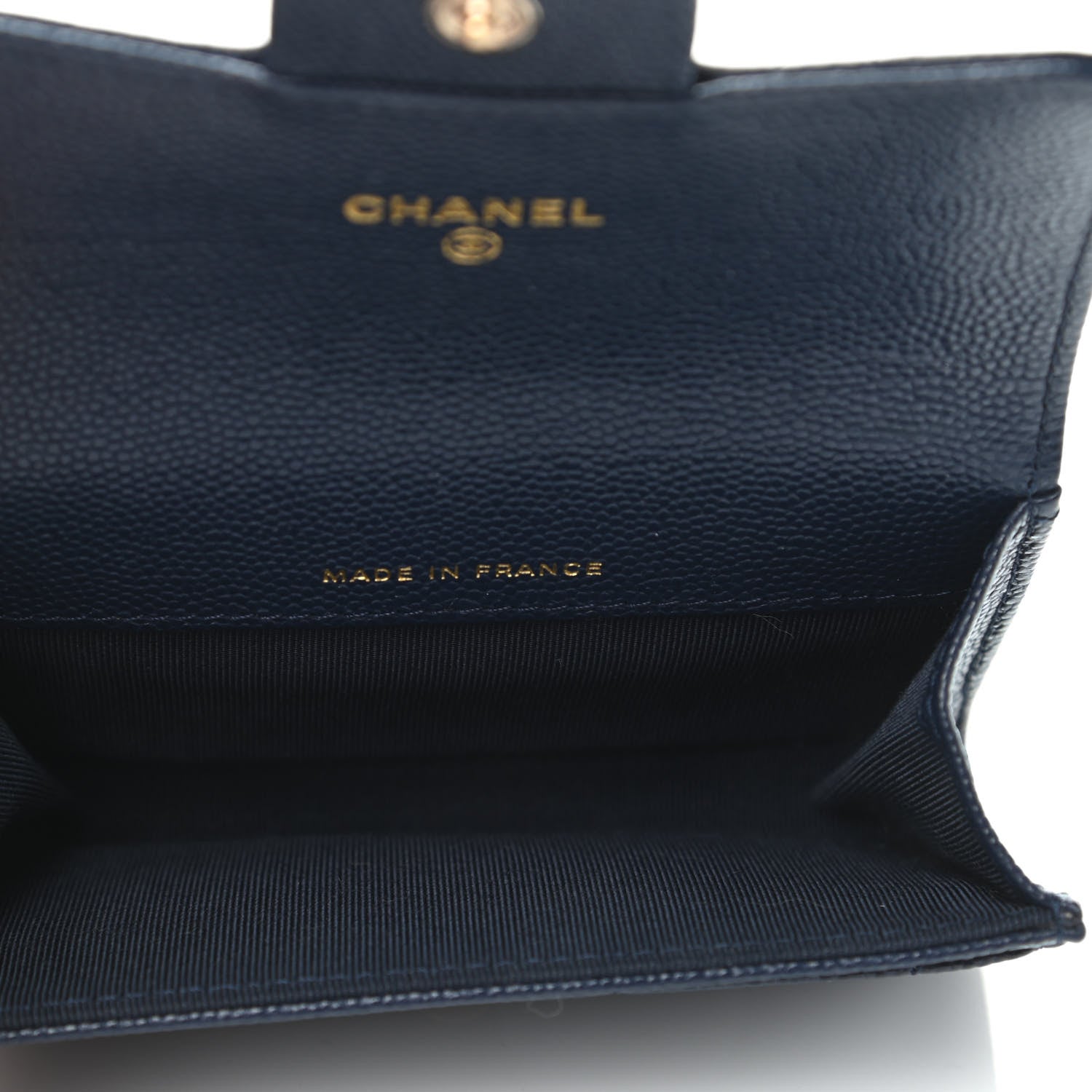 Chanel Caviar Quilted Flap Card Holder Wallet Navy Blue 4 of 4